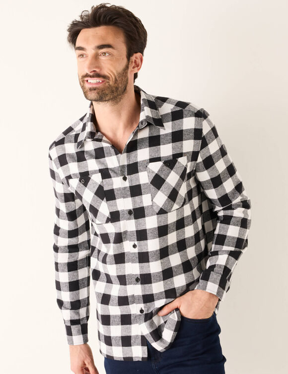 Chemise carreaux écossais flanelle (blanc / noir) Chemise carreaux écossais flanelle (blanc / noir)